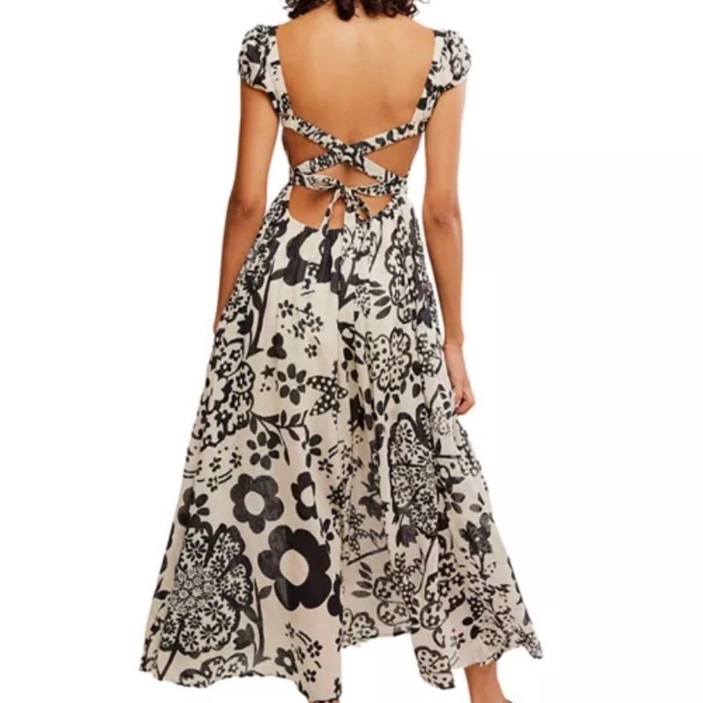 FP Movement by Free People Black and Cream Backless Dress